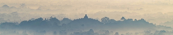 Temple in mountain mist